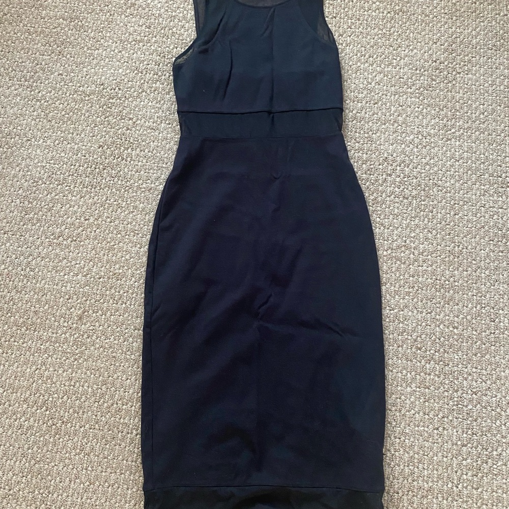 Express black dress with mesh back and mesh waste